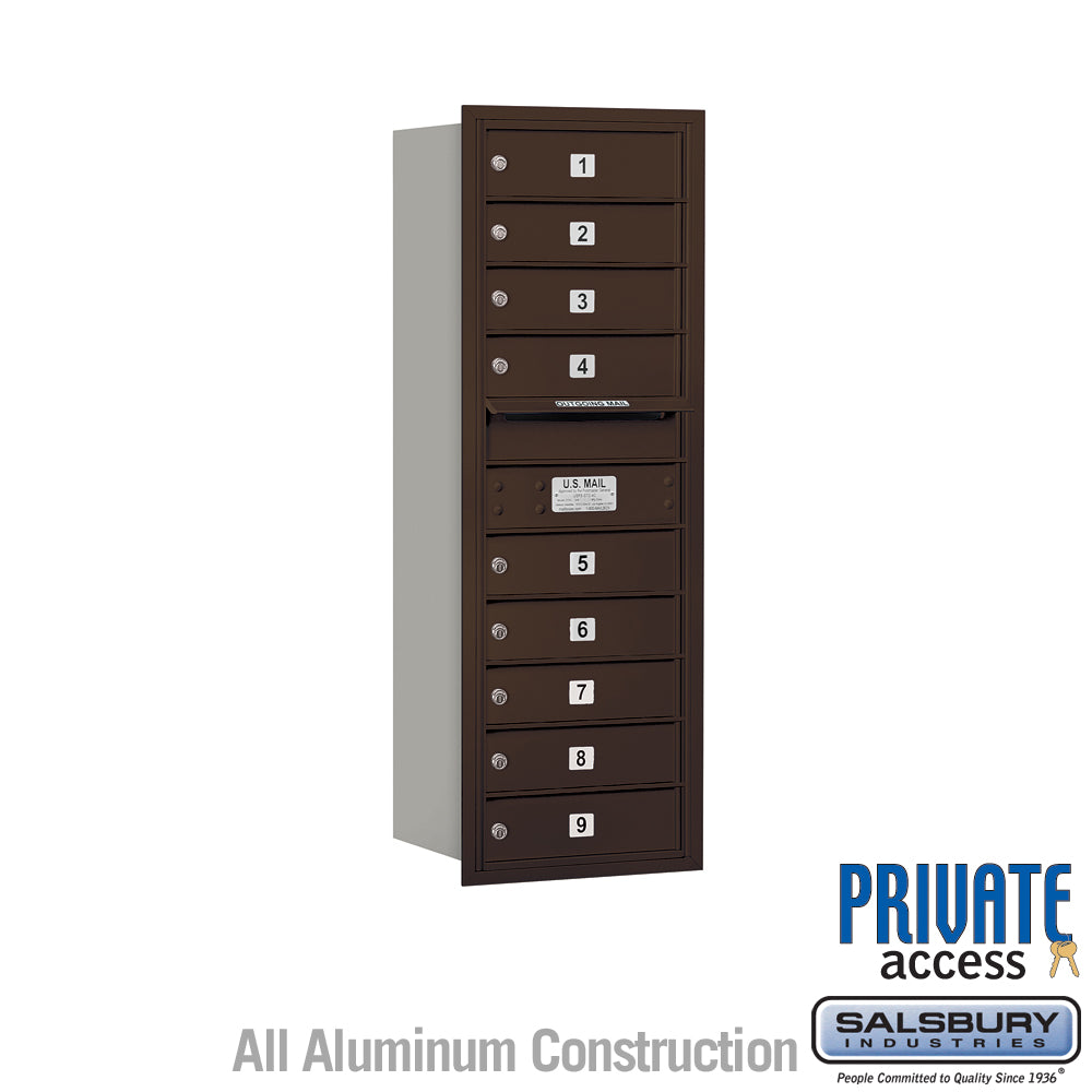 11 Door High Recessed Mounted 4C Horizontal Mailbox with 9 Doors in Bronze with Private Access - Rear Loading