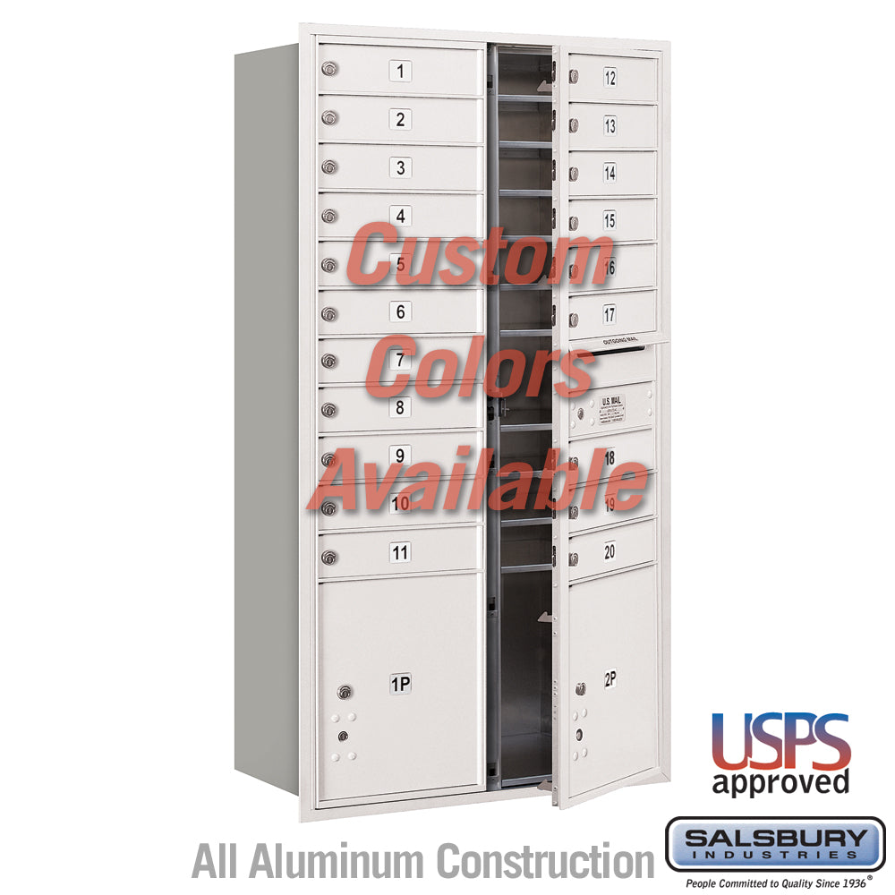 Recessed Mounted 4C Horizontal Mailbox - Maximum Height Unit (57 1/8 Inches) - Double Column - 20 MB1 Doors / 2 PL4.5's - Custom Color - Front Loading - USPS Access