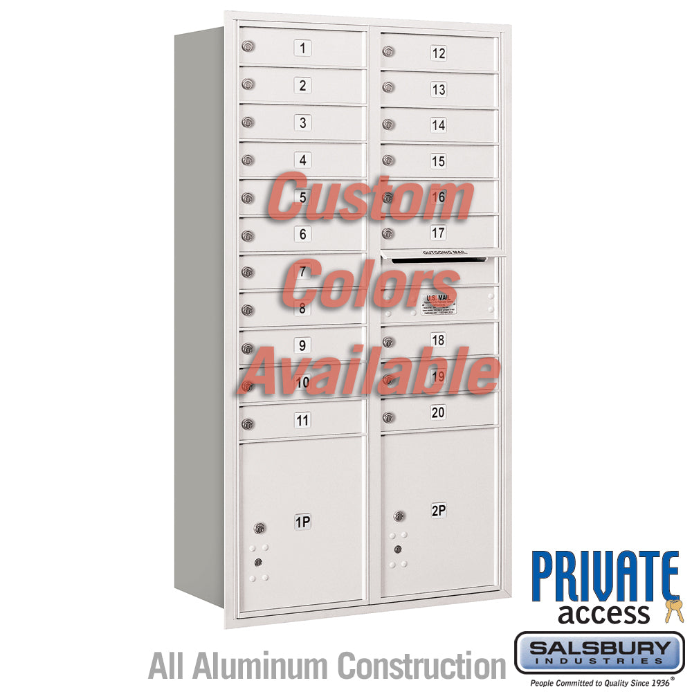 Recessed Mounted 4C Horizontal Mailbox (Includes Master Commercial Locks) - Maximum Height Unit (57 1/8 Inches) - Double Column - 20 MB1 Doors / 2 PL4.5's - Custom Color - Rear Loading - Private Access