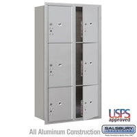 Thumbnail for Maximum Height Recessed Mounted 4C Horizontal Parcel Locker with 6 Parcel Lockers in Aluminum with USPS Access - Front Loading