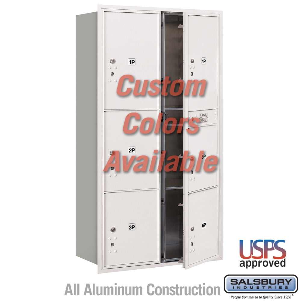 Recessed Mounted 4C Horizontal Mailbox - Maximum Height Unit (57 1/8 Inches) - Double Column - Stand-Alone Parcel Locker - 2 PL4.5's, 2 PL5's and 2 PL6's - Custom Color - Front Loading - USPS Access