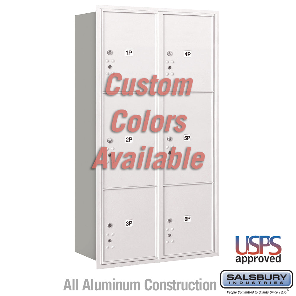 Recessed Mounted 4C Horizontal Mailbox - Maximum Height Unit (57 1/8 Inches) - Double Column - Stand-Alone Parcel Locker - 2 PL4.5's, 2 PL5's and 2 PL6's - Custom Color - Rear Loading - USPS Access