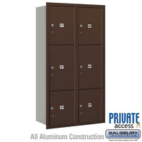 Thumbnail for Maximum Height Recessed Mounted 4C Horizontal Parcel Locker with 6 Parcel Lockers in Bronze with Private Access - Rear Loading