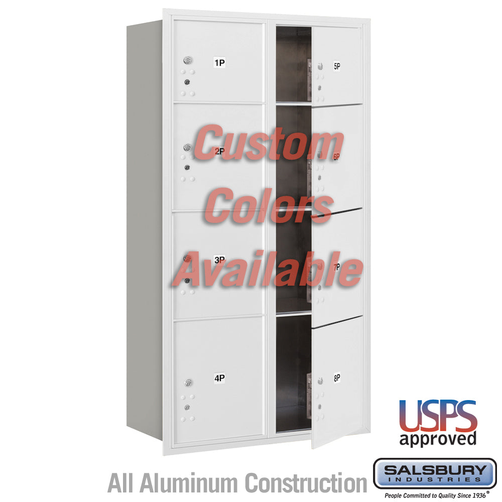 Recessed Mounted 4C Horizontal Mailbox - Maximum Height Unit (57 1/8 Inches) - Double Column - Stand-Alone Parcel Locker - 2 PL3's, 4 PL4's and 2 PL4.5's - Custom - Front Loading - USPS Access