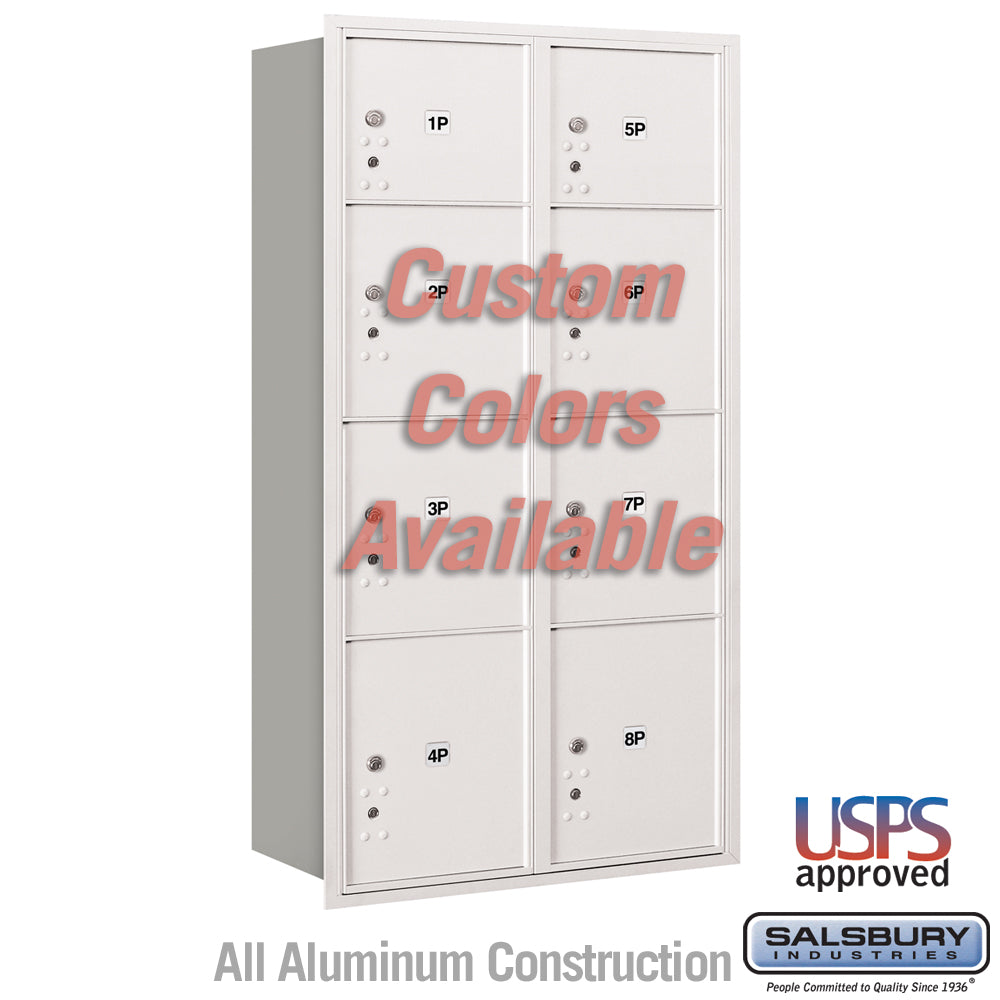 Recessed Mounted 4C Horizontal Mailbox - Maximum Height Unit (57 1/8 Inches) - Double Column - Stand-Alone Parcel Locker - 2 PL3's, 4 PL4's and 2 PL4.5's - Custom - Rear Loading - USPS Access