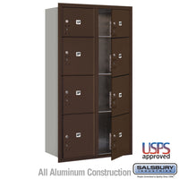 Thumbnail for Maximum Height Recessed Mounted 4C Horizontal Parcel Locker with 8 Parcel Lockers in Bronze with USPS Access - Front Loading