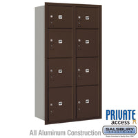 Thumbnail for Maximum Height Recessed Mounted 4C Horizontal Parcel Locker with 8 Parcel Lockers in Bronze with Private Access - Rear Loading