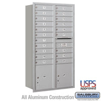 Thumbnail for Maximum Height Recessed Mounted 4C Horizontal Mailbox with 20 Doors and 2 Parcel Lockers in Aluminum with USPS Access - Rear Loading