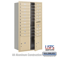 Thumbnail for Maximum Height Recessed Mounted 4C Horizontal Mailbox with 20 Doors and 2 Parcel Lockers in Sandstone with USPS Access - Front Loading