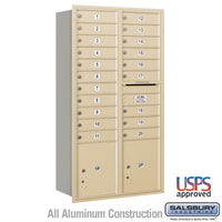 Thumbnail for Maximum Height Recessed Mounted 4C Horizontal Mailbox with 20 Doors and 2 Parcel Lockers in Sandstone with USPS Access - Rear Loading