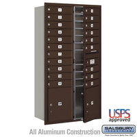 Thumbnail for Maximum Height Recessed Mounted 4C Horizontal Mailbox with 20 Doors and 2 Parcel Lockers in Bronze with USPS Access - Front Loading