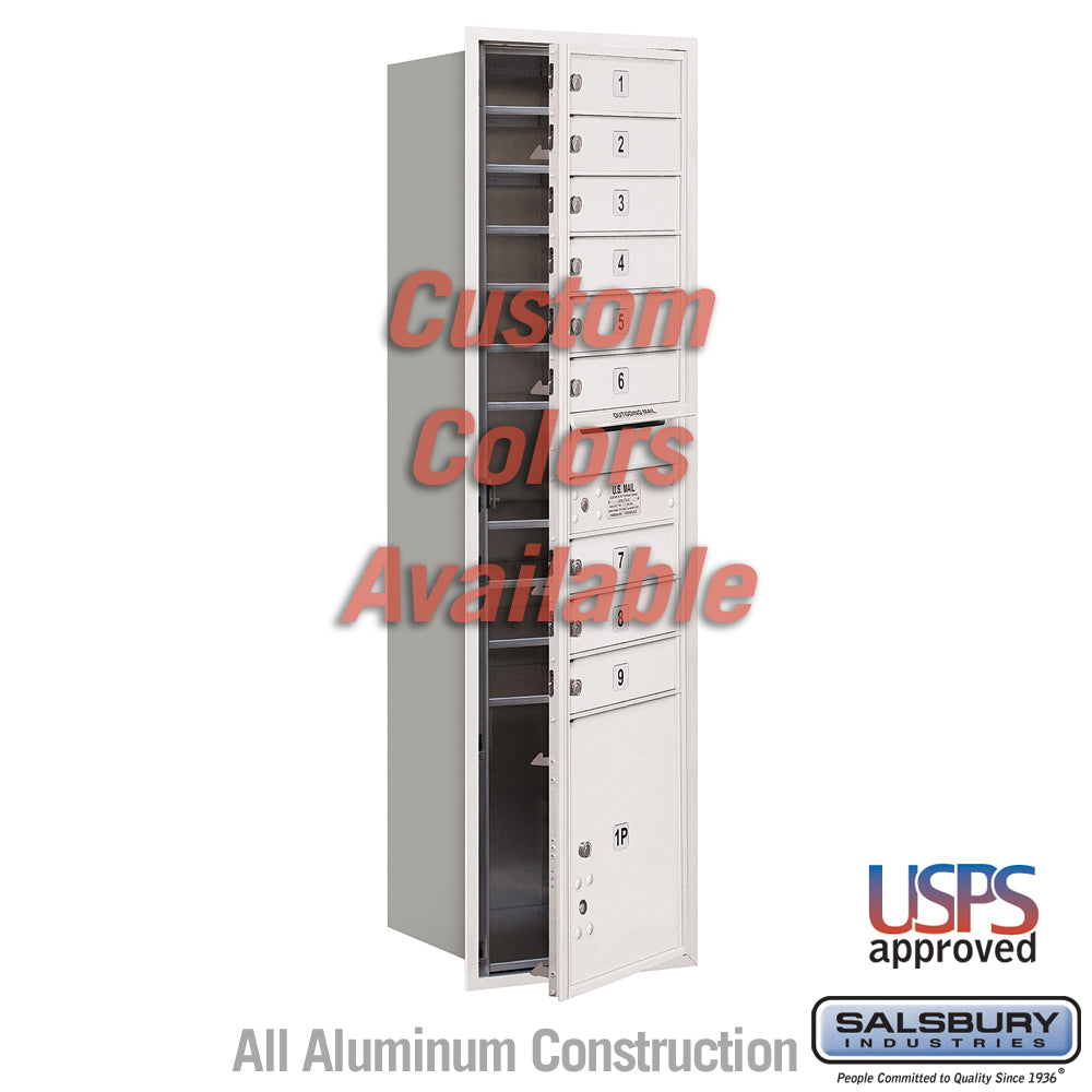 Recessed Mounted 4C Horizontal Mailbox - Maximum Height Unit (57 1/8 Inches) - Single Column - 9 MB1 Doors / 1 PL4.5 - Custom Color - Front Loading - USPS Access