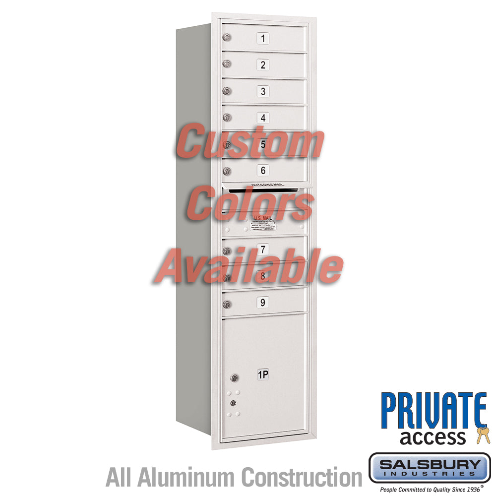 Recessed Mounted 4C Horizontal Mailbox (Includes Master Commercial Lock) - Maximum Height Unit (57 1/8 Inches) - Single Column - 9 MB1 Doors / 1 PL4.5 - Custom Color - Rear Loading - Private Access