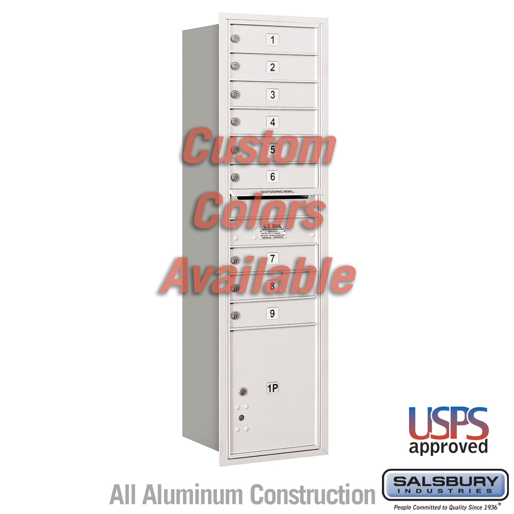 Recessed Mounted 4C Horizontal Mailbox - Maximum Height Unit (57 1/8 Inches) - Single Column - 9 MB1 Doors / 1 PL4.5 - Custom Color - Rear Loading - USPS Access