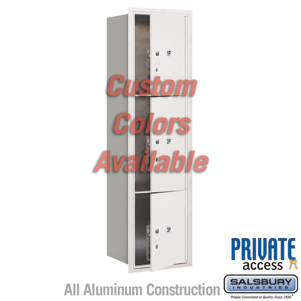 Recessed Mounted 4C Horizontal Mailbox (Includes Master Commercial Locks) - Maximum Height Unit (57 1/8 Inches) - Single Column - Stand-Alone Parcel Locker - 1 PL4.5, 1PL5 and 1 PL6 - Custom Color - Front Loading - Private Access