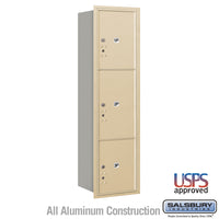 Thumbnail for Maximum Height Recessed Mounted 4C Horizontal Parcel Locker with 3 Parcel Lockers in Sandstone with USPS Access - Rear Loading