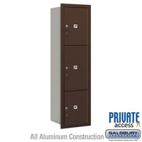 Thumbnail for Maximum Height Recessed Mounted 4C Horizontal Parcel Locker with 3 Parcel Lockers in Bronze with Private Access - Rear Loading