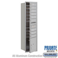 Thumbnail for Maximum Height Recessed Mounted 4C Horizontal Mailbox with 9 Doors and 1 Parcel Locker in Aluminum with Private Access - Front Loading