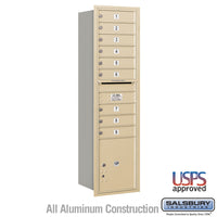 Thumbnail for Maximum Height Recessed Mounted 4C Horizontal Mailbox with 9 Doors and 1 Parcel Locker in Sandstone with USPS Access - Rear Loading