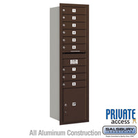 Thumbnail for Maximum Height Recessed Mounted 4C Horizontal Mailbox with 9 Doors and 1 Parcel Locker in Bronze with Private Access - Rear Loading