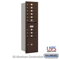 Thumbnail for Maximum Height Recessed Mounted 4C Horizontal Mailbox with 9 Doors and 1 Parcel Locker in Bronze with USPS Access - Rear Loading