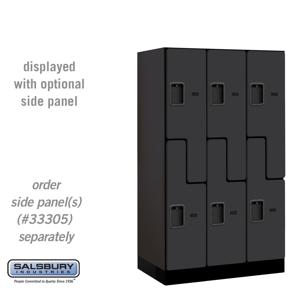 12" Wide Double Tier 'S' Style Designer Wood Locker - 3 Wide - 5 Feet High - 21 Inches Deep - Black