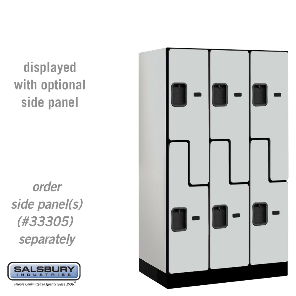 12" Wide Double Tier 'S' Style Designer Wood Locker - 3 Wide - 5 Feet High - 21 Inches Deep - Gray