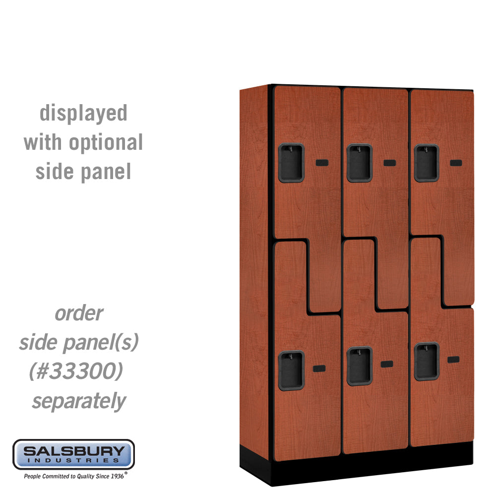 12" Wide Double Tier 'S' Style Designer Wood Locker - 3 Wide - 5 Feet High - 15 Inches Deep - Cherry