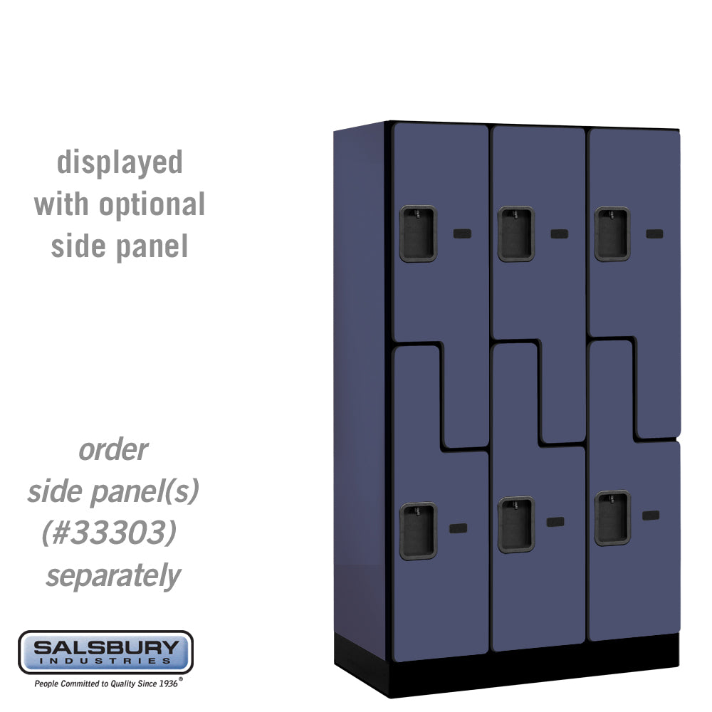 12" Wide Double Tier 'S' Style Designer Wood Locker - 3 Wide - 5 Feet High - 18 Inches Deep - Blue