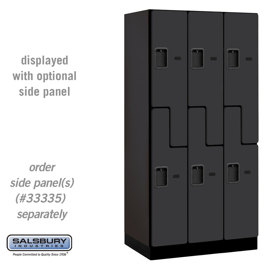 12" Wide Double Tier 'S' Style Designer Wood Locker - 3 Wide - 6 Feet High - 21 Inches Deep - Black