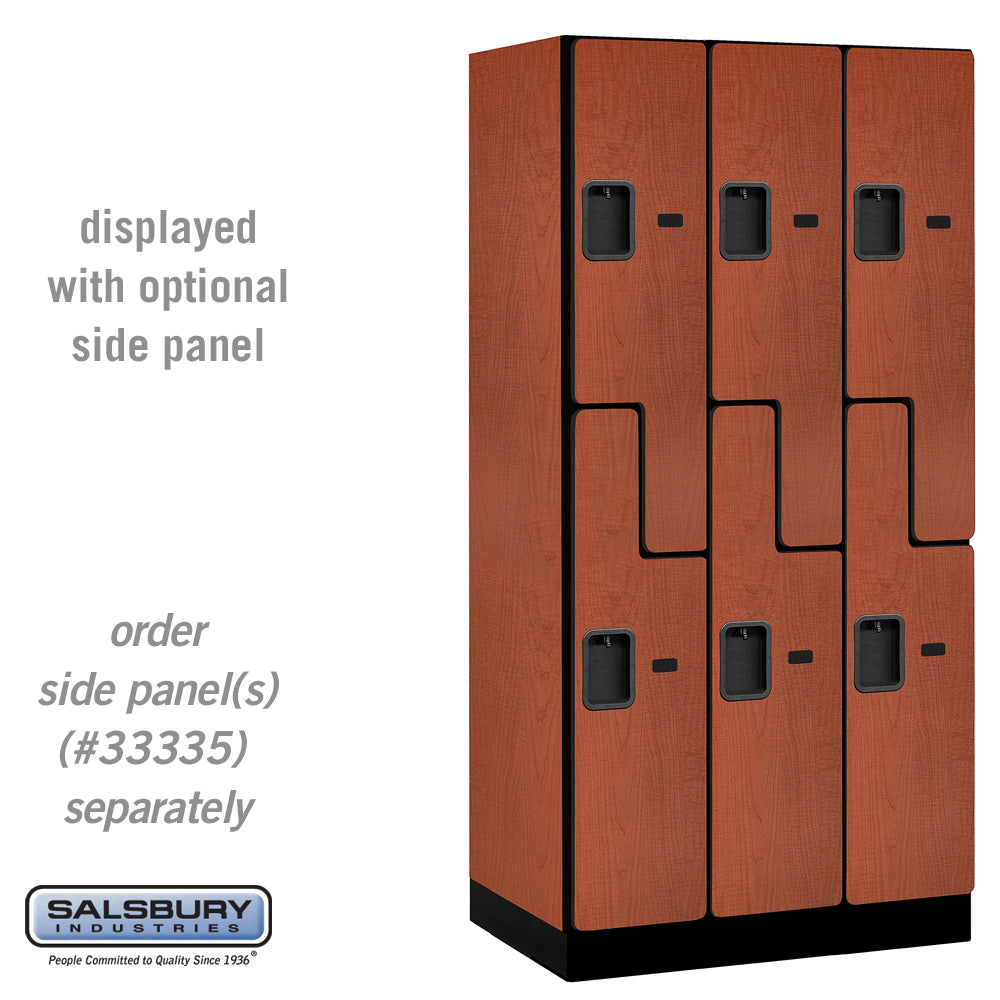 12" Wide Double Tier 'S' Style Designer Wood Locker - 3 Wide - 6 Feet High - 21 Inches Deep - Cherry