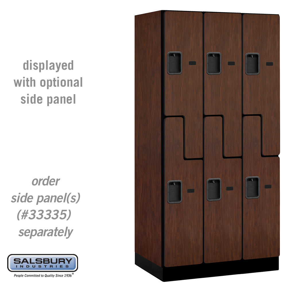 12" Wide Double Tier 'S' Style Designer Wood Locker - 3 Wide - 6 Feet High - 21 Inches Deep - Mahogany