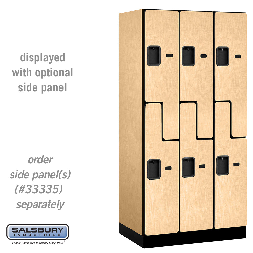 12" Wide Double Tier 'S' Style Designer Wood Locker - 3 Wide - 6 Feet High - 21 Inches Deep - Maple