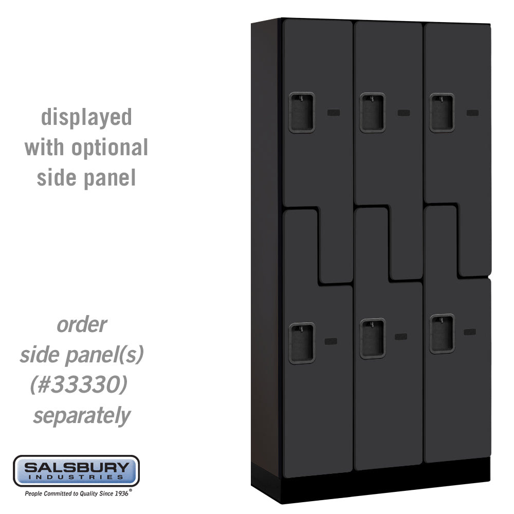 12" Wide Double Tier 'S' Style Designer Wood Locker - 3 Wide - 6 Feet High - 15 Inches Deep - Black