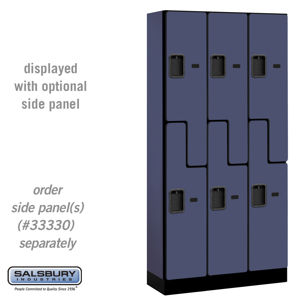 12" Wide Double Tier 'S' Style Designer Wood Locker - 3 Wide - 6 Feet High - 15 Inches Deep - Blue