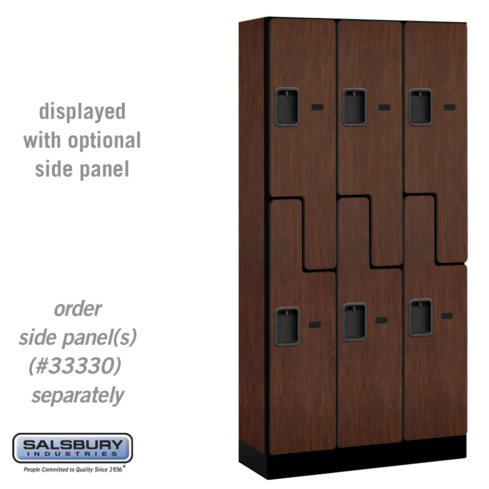 12" Wide Double Tier 'S' Style Designer Wood Locker - 3 Wide - 6 Feet High - 15 Inches Deep - Mahogany