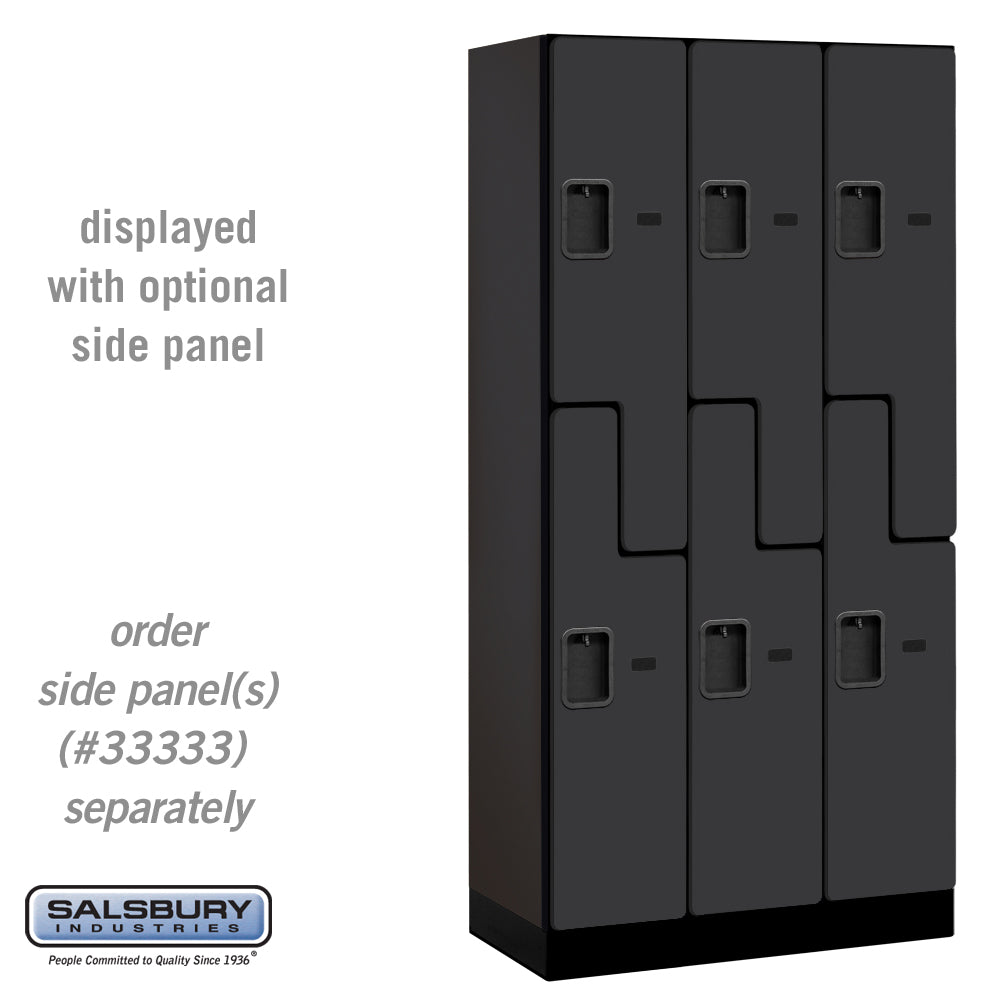 12" Wide Double Tier 'S' Style Designer Wood Locker - 3 Wide - 6 Feet High - 18 Inches Deep - Black