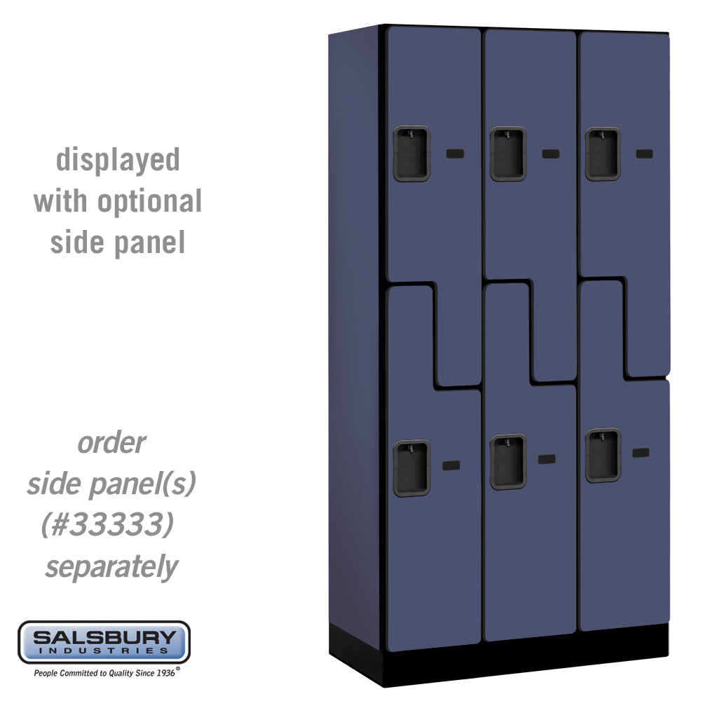 12" Wide Double Tier 'S' Style Designer Wood Locker - 3 Wide - 6 Feet High - 18 Inches Deep - Blue