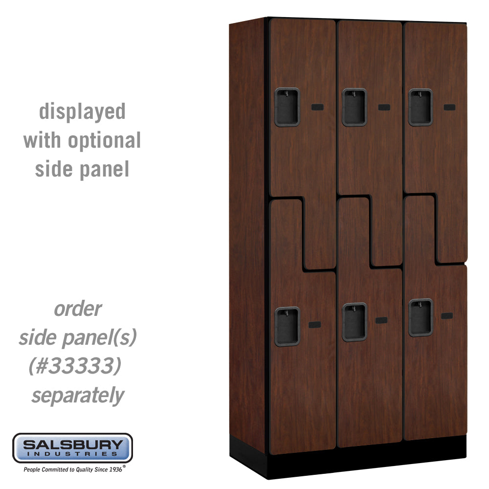 12" Wide Double Tier 'S' Style Designer Wood Locker - 3 Wide - 6 Feet High - 18 Inches Deep - Mahogany