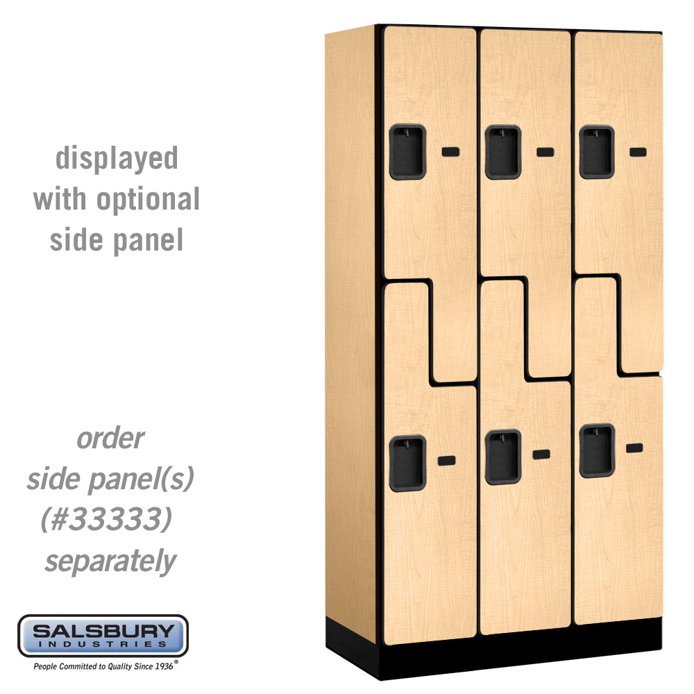 12" Wide Double Tier 'S' Style Designer Wood Locker - 3 Wide - 6 Feet High - 18 Inches Deep - Maple