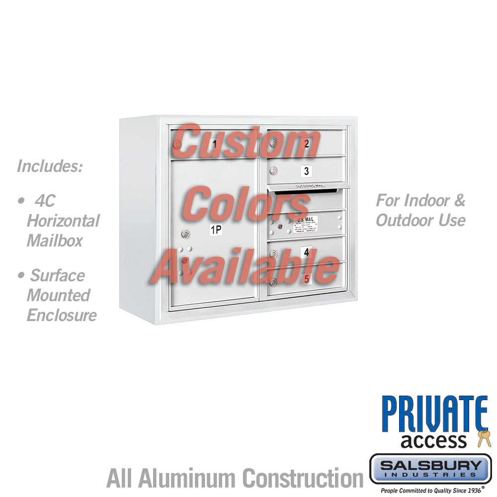 Surface Mounted 4C Horizontal Mailbox Unit (Includes 3706D-05CFP Mailbox, 3806D and Master Commercial Locks) - 6 Door High Unit (24 1/2 Inches) - Double Column - 5 MB1 Doors / 1 PL5 - Custom - Front Loading - Private Access