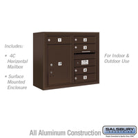 Thumbnail for 6 Door High Surface Mounted 4C Horizontal Mailbox with 5 Doors and 1 Parcel Locker in Bronze with USPS Access