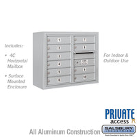 Thumbnail for 6 Door High Surface Mounted 4C Horizontal Mailbox with 10 Doors in Aluminum with Private Access