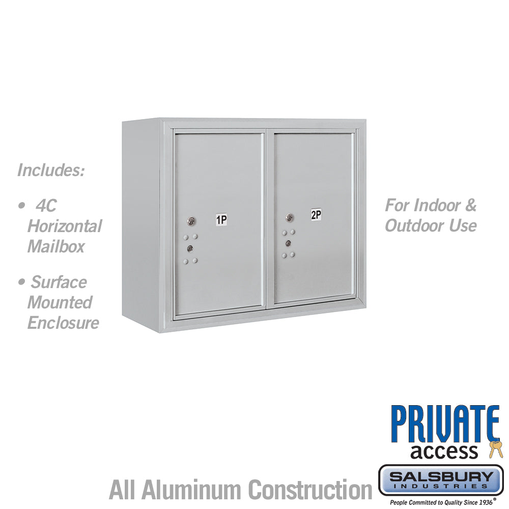 6 Door High Surface Mounted 4C Horizontal Parcel Locker with 2 Parcel Lockers in Aluminum with Private Access