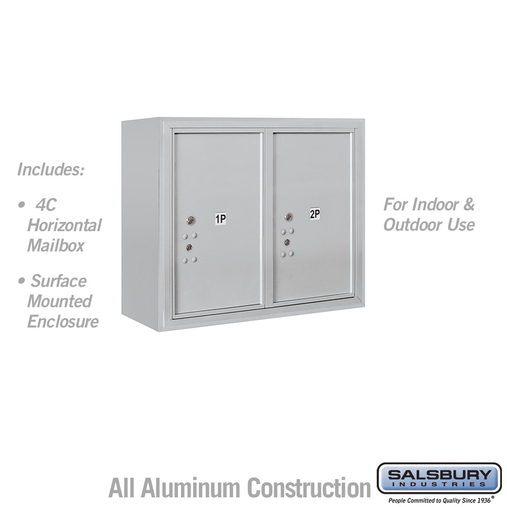 6 Door High Surface Mounted 4C Horizontal Parcel Locker with 2 Parcel Lockers in Aluminum with USPS Access