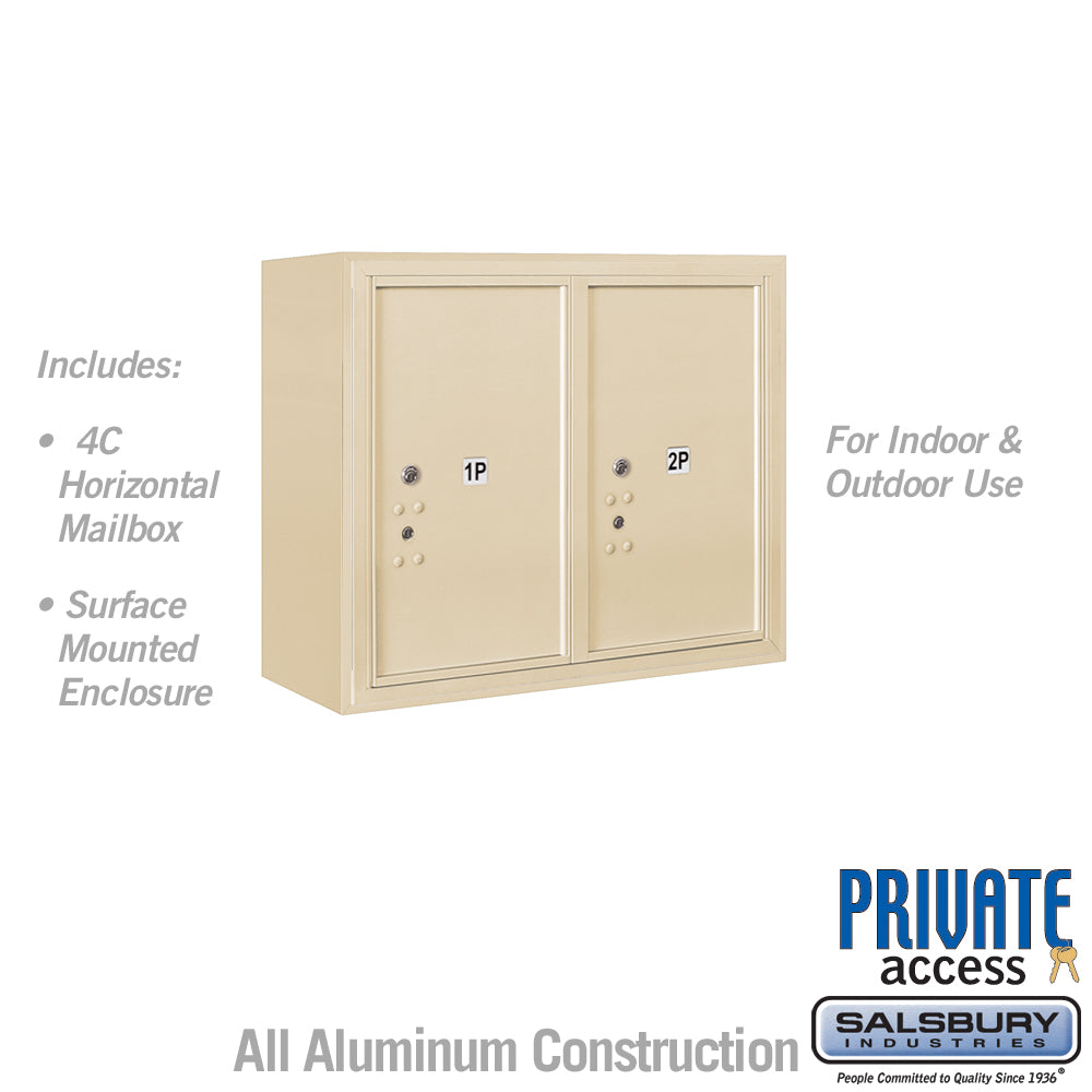 6 Door High Surface Mounted 4C Horizontal Parcel Locker with 2 Parcel Lockers in Sandstone with Private Access