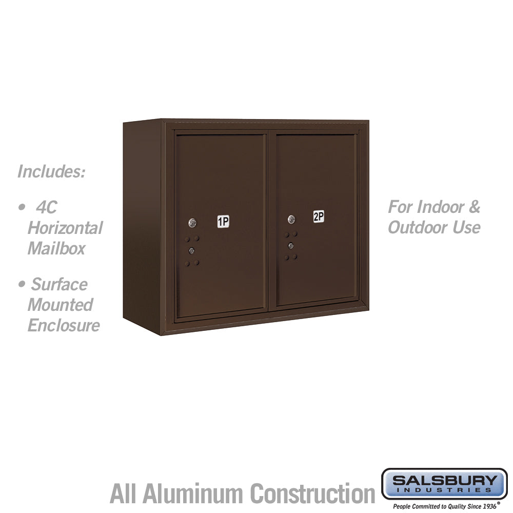 6 Door High Surface Mounted 4C Horizontal Parcel Locker with 2 Parcel Lockers in Bronze with USPS Access