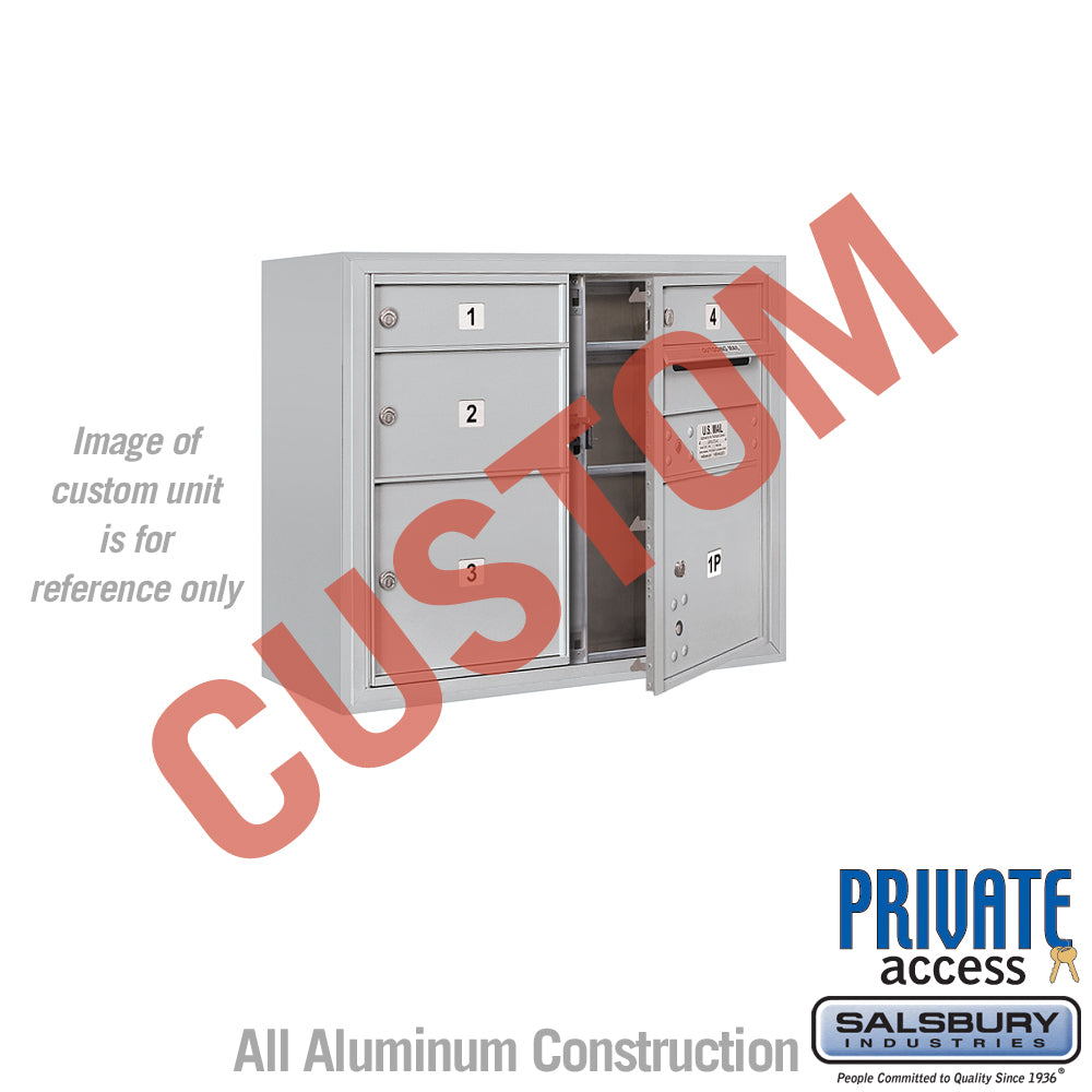 Surface Mounted 4C Horizontal Mailbox Unit (Includes 3706D-CAFP Mailbox, 3806D-ALM Enclosure and Master Commercial Locks) - 6 Door High Unit (24 1/2 Inches) - Double Column - Custom Unit - Aluminum - Front Loading - Private Access