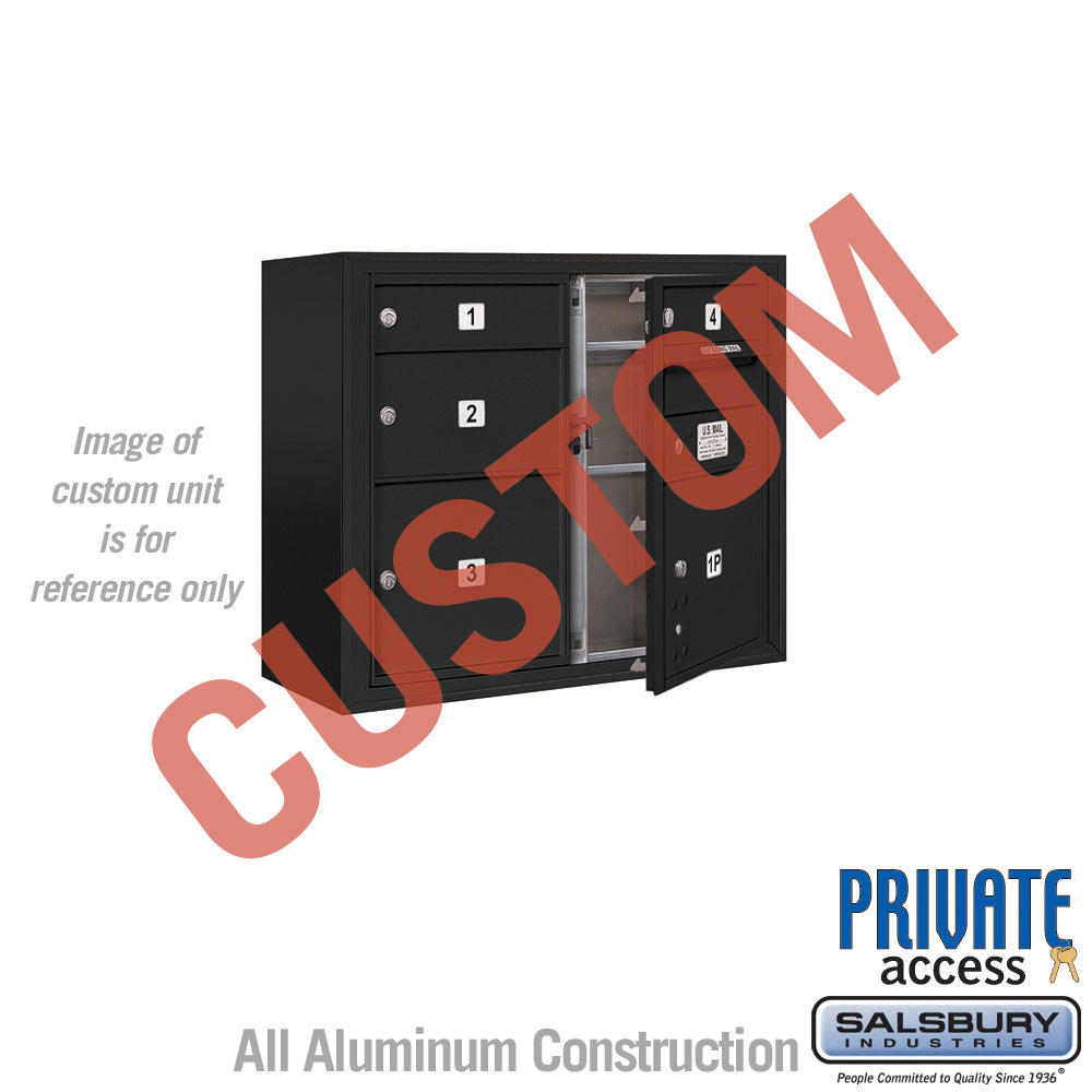 Surface Mounted 4C Horizontal Mailbox Unit (Includes 3706D-CBFP Mailbox, 3806D-BLK Enclosure and Master Commercial Locks) - 6 Door High Unit (24 1/2 Inches) - Double Column - Custom Unit - Black - Front Loading - Private Access