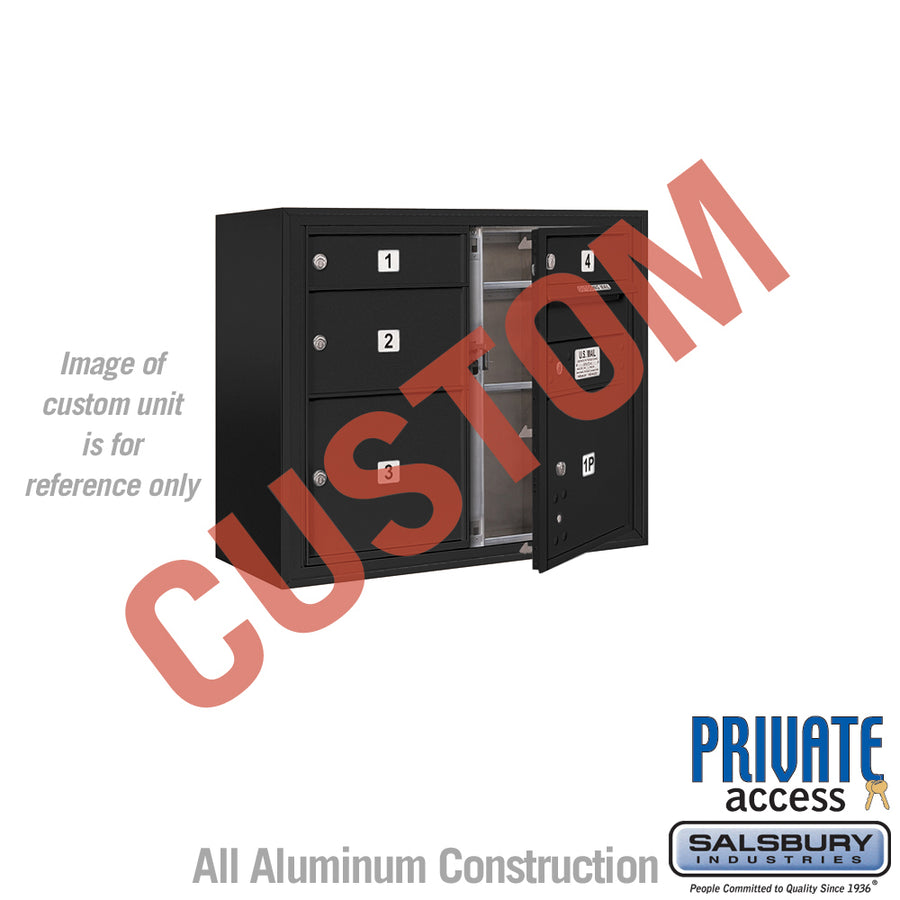 Surface Mounted 4C Horizontal Mailbox Unit (Includes 3706D-CBFP Mailbox, 3806D-BLK Enclosure and Master Commercial Locks) - 6 Door High Unit (24 1/2 Inches) - Double Column - Custom Unit - Black - Front Loading - Private Access